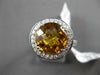 ANTIQUE LARGE 4.55CT DIAMOND & EXTRA FACET CITRINE 14KT WHITE GOLD FILIGREE RING