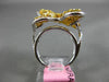 ESTATE LARGE 4.12CT WHITE & FANCY YELLOW DIAMOND 18K 2 TONE GOLD 3D FLOWER RING