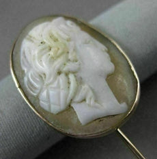 ANTIQUE 14KT YELLOW GOLD HANDCRAFTED LIGHT PINK CAMEO LAPEL PIN AMAZING!! #22663
