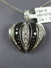ESTATE 1.33CT WHITE & BLACK DIAMOND 18KT WHITE GOLD 3D PUFF HEART PENDANT