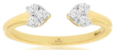 .18CT DIAMOND 14KT YELLOW GOLD 3D ROUND INVISIBLE DOUBLE HEART TENSION LOVE RING
