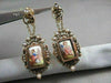 ANTIQUE HANGING VICTORIAN ENAMEL PEARLS 14KT YELLOW GOLD EARRINGS ONE OF A KIND!