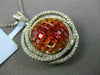 ESTATE LARGE 3.62CT DIAMOND & MULIT COLOR SAPPHIRE 18KT WHITE GOLD GLOBE PENDANT