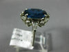 ANTIQUE LARGE 4.25CT DIAMOND & AAA SAPPHIRE 14KT WHITE GOLD HALO ENGAGEMENT RING