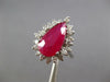 ESTATE LARGE 4.23CT DIAMOND & AAA RUBY 14K WHITE GOLD PEAR SHAPE ENGAGEMENT RING