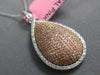 LARGE 1.05CT WHITE & PINK DIAMOND 18KT WHITE GOLD 3D TEAR DROP FLOATING PENDANT