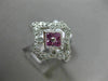 WIDE .51CT DIAMOND & AAA PINK SAPPHIRE 14K WHITE GOLD OPEN FILIGREE HEXAGON RING