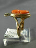 ANTIQUE WIDE .03CT DIAMOND & AAA CORAL 14KT YELLOW GOLD 3D PORTRAIT RING #22349