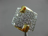 ESTATE LARGE 1.65CT DIAMOND 18KT WHITE & YELLOW GOLD 3D PAVE SQUARE FUN RING 995