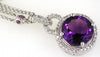 ESTATE 3.70CT DIAMOND & AAA AMETHYST 14K WHITE GOLD ROUND HALO LOVE KNOT PENDANT
