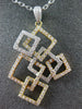 ESTATE LARGE 1.1CT DIAMOND 18K TRI COLOR GOLD MULTI SQUARE LOVE KNOT FUN PENDANT