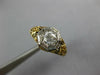 ANTIQUE .40CT OLD MINE DIAMOND 14KT 2 TONE GOLD FLORAL ART DECO ENGAGEMENT RING