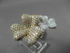 ANTIQUE LARGE 4.95CT DIAMOND 18KT WHITE & ROSE GOLD 3D FLOWER FUN COCKTAIL RING