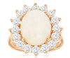 LARGE 4.55CT DIAMOND & AAA OPAL 14KT ROSE GOLD 3D OVAL & ROUND FLOWER FUN RING
