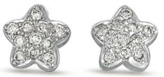 ESTATE .24CT DIAMOND 14KT WHITE GOLD 3D CLASSIC PVAE STAR STUD EARRINGS