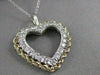 ESTATE DIAMOND 14KT WHITE & YELLOW GOLD ROPE FILIGREE OPEN HEART PENDANT #20123