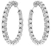 ESTATE 3CT DIAMOND 14KT WHITE GOLD 3D ROUND INSIDE OUT HOOP HANGING EARRINGS