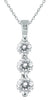 1.0CT DIAMOND 14K WHITE GOLD ROUND 3 STONE JOURNEY SHARED PRONG FLOATING PENDANT