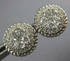 ESTATE LARGE .80CT DIAMOND 18K WHITE GOLD CLUSTER FLOWER HALO ROPE STUD EARRINGS