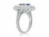 GIA CERTIFIED 5.98CT DIAMOND & AAA SAPPHIRE 18KT WHITE GOLD OVAL ENGAGEMENT RING