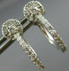 ANTIQUE .80CT DIAMOND 14KT WHITE GOLD CIRCULAR HALO HOOP HUGGIE EARRINGS #15706
