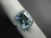 ESTATE 4.05CT DIAMOND & AAA AQUAMARINE 14KT WHITE GOLD 3D SQUARE ENGAGEMENT RING