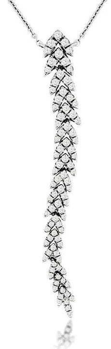 .40CT DIAMOND 14KT WHITE GOLD 3D ROUND FLEXIBLE LUCKY FISH LARIAT FUN NECKLACE