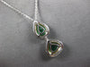 LARGE 2.4CT DIAMOND & AAA EMERALD 18K 2 TONE GOLD DOUBLE TEAR DROP LOVE NECKLACE