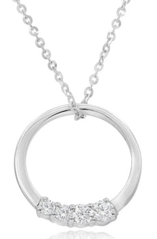 .28CT DIAMOND 14KT WHITE GOLD ROUND CIRCLE OF LIFE JOURNEY FUN FLOATING PENDANT