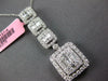 LARGE 2.55CT DIAMOND 18KT WHITE GOLD BAGUETTE ELONGATED SQUARE FLOATING PENDANT