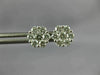 ESTATE .94CT DIAMOND 18KT WHITE GOLD 3D 8mm CLASSIC CLUSTER FLOWER STUD EARRINGS