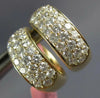 WIDE 1.50CT DIAMOND 14KT YELLOW GOLD THREE ROW CLASSIC HUGGIE HANGING EARRINGS