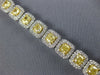 LARGE & LONG 13.45CT WHITE & FANCY YELLOW DIAMOND 18K WHITE GOLD TENNIS BRACELET