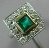 ESTATE LARGE 1.53CT DIAMOND & AAA EMERALD 14K 2 TONE GOLD DOUBLE SQUARE RING 826