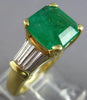 LARGE 3.52CT DIAMOND & AAA EMERALD 18K YELLOW GOLD SQUARE ENGAGEMENT RING #28038