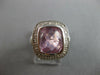 4.15CT DIAMOND & AAA PINK QUARTZ 14K WHITE GOLD CUSHION & ROUND MULTI HEART RING