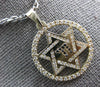 .58CT WHITE & BLACK DIAMOND 14KT WHITE GOLD STAR OF DAVID CHAI CIRCULAR PENDANT