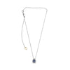1.15CT DIAMOND & AAA SAPPHIRE 18K WHITE GOLD 3D PEAR SHAPE & ROUND HALO NECKLACE