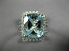 ESTATE 4.05CT DIAMOND & AAA AQUAMARINE 14KT WHITE GOLD 3D SQUARE ENGAGEMENT RING