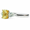 2.10CT WHITE & FANCY YELLOW DIAMOND 18KT 2 TONE GOLD THREE STONE ENGAGEMENT RING