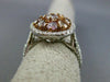ESTATE LARGE 1.69CT MULTI COLOR DIAMOND 18KT WHITE ROSE GOLD FILIGREE ROUND RING