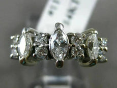ESTATE .80CT ROUND & MARQUISE DIAMOND 14K WHITE GOLD 2 ROW ANNIVERSARY RING 1174