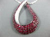 ESTATE LARGE 4.19CT DIAMOND & AAA RUBY 18KT WHITE GOLD 3D TEAR DROP FUN PENDANT