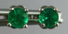 ESTATE .40CT AAA EMERALD 14KT WHITE GOLD 3D ROUND SOLITAIRE STUD EARRINGS #27706