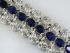 WIDE 14.15CT DIAMOND & AAA SAPPHIRE 14KT WHITE GOLD OVAL & ROUND TENNIS BRACELET