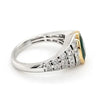 LARGE 2.7CT DIAMOND & AAA EMERALD 18KT 2 TONE GOLD 3D OVAL BEZEL ENGAGEMENT RING
