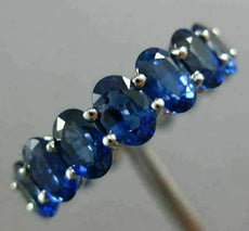 ESTATE LARGE 12.45CT AAA OVAL SAPPHIRE 14K WHITE GOLD ETERNITY ANNIVERSARY RING