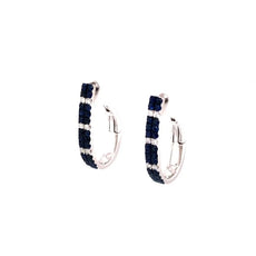 .80CT DIAMOND & AAA SAPPHIRE 18K WHITE GOLD DOUBLE ROW UMBRELLA CLIP ON EARRINGS