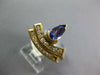 WIDE .78CT DIAMOND & AAA TANZANITE 14K YELLOW GOLD PEAR SHAPE & ROUND CROWN RING