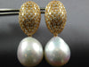 LARGE 2.2CT DIAMOND & AAA SOUTH SEA PEARL 18K ROSE GOLD CLUSTER HANGING EARRINGS
